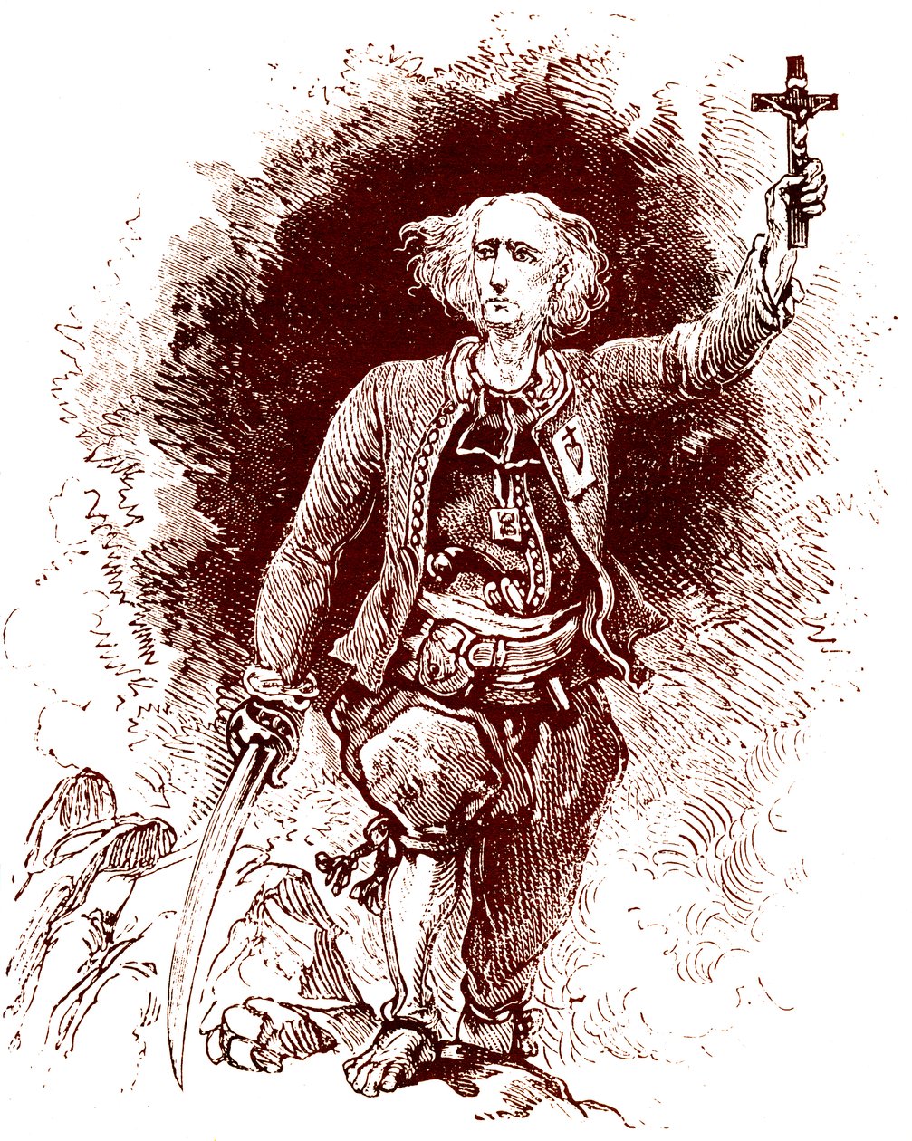 Un sacerdote chouan. Insurrección realista en Bretaña. Finales del siglo XIX (Grabado) de Alexandre (1850 1888) Ferdinandus