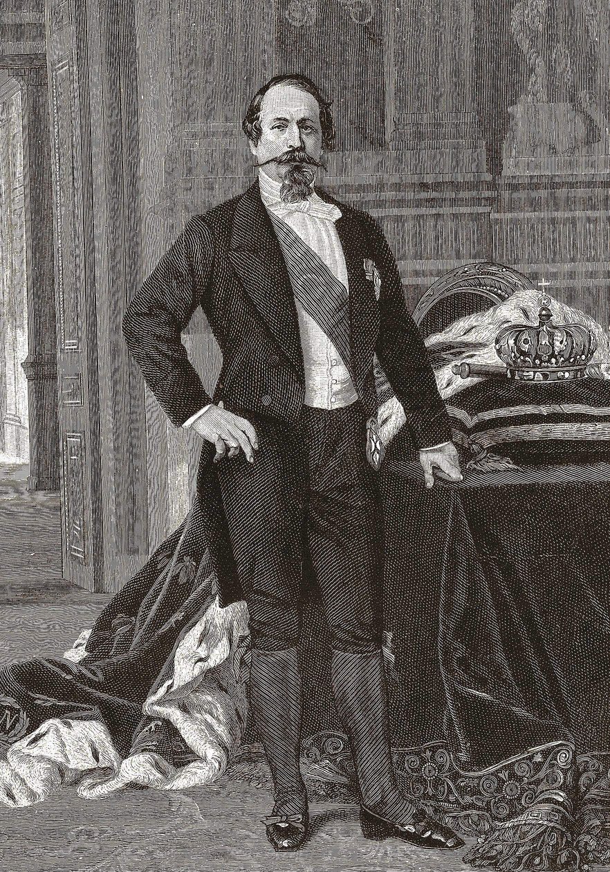 Retrato de Napoleón III, Emperador de los Franceses - grabado del cuadro de Alessandro Cabanel de after Alexandre Cabanel