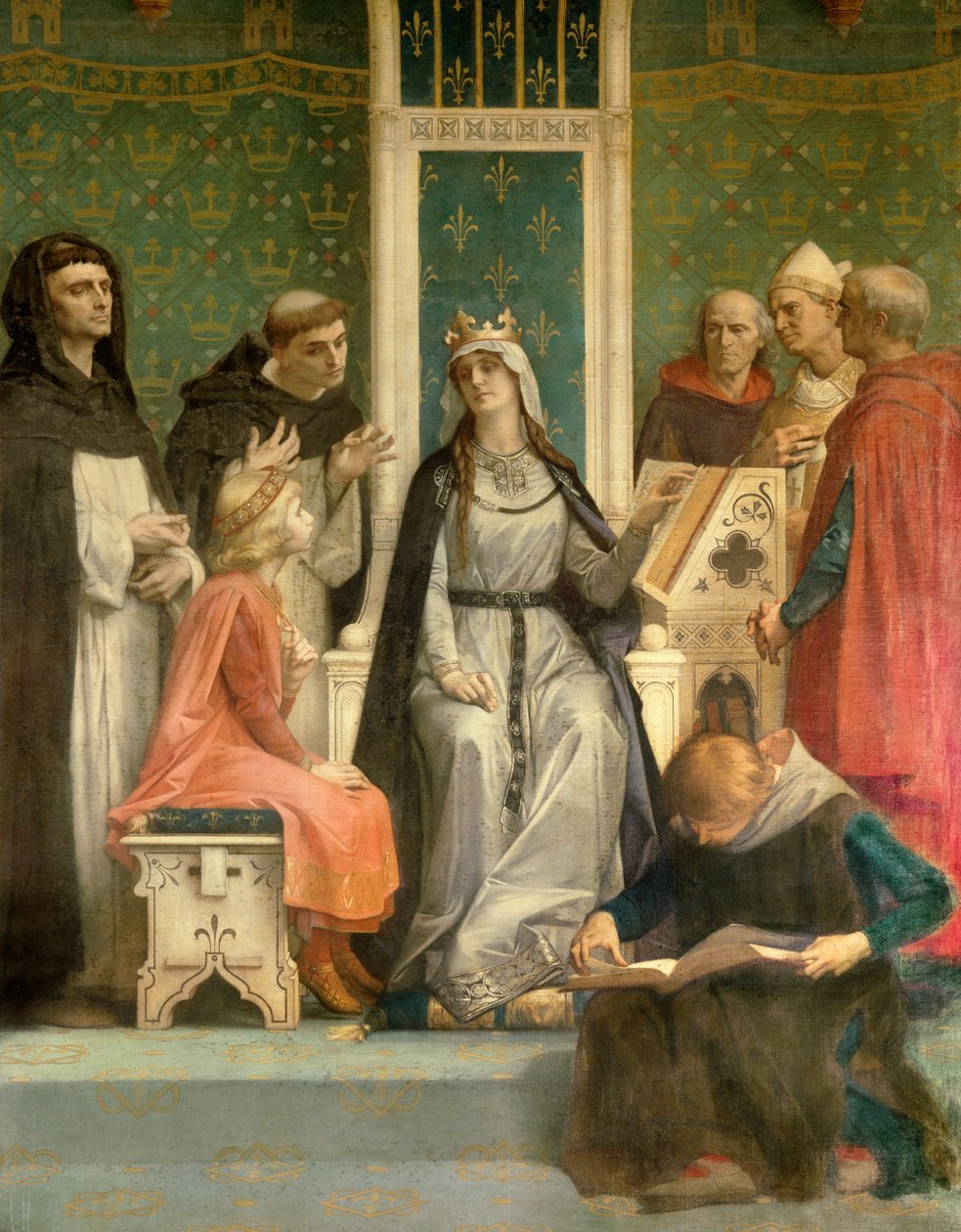 La Reina Blanca de Castilla da una lección al futuro rey Luis IX (San Luis) (1214-1270) niño de Alexandre Cabanel