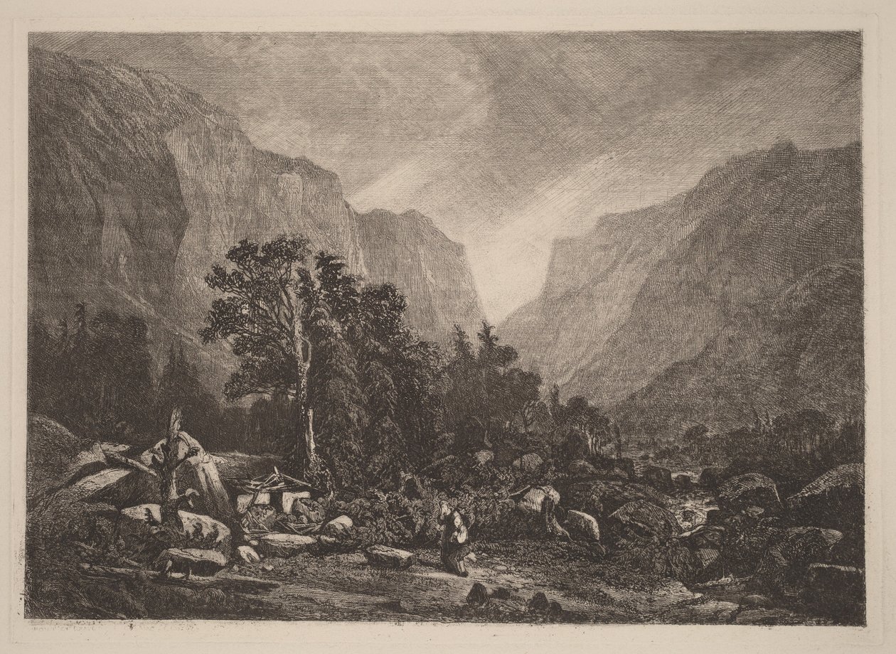 Pareja junto a una casa en ruinas de Alexandre Calame
