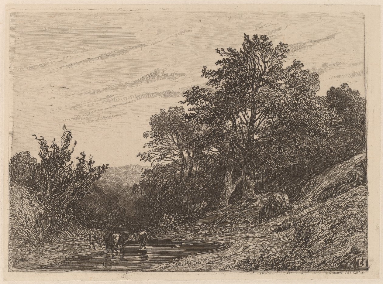 Rebaño en un Arroyo de Alexandre Calame