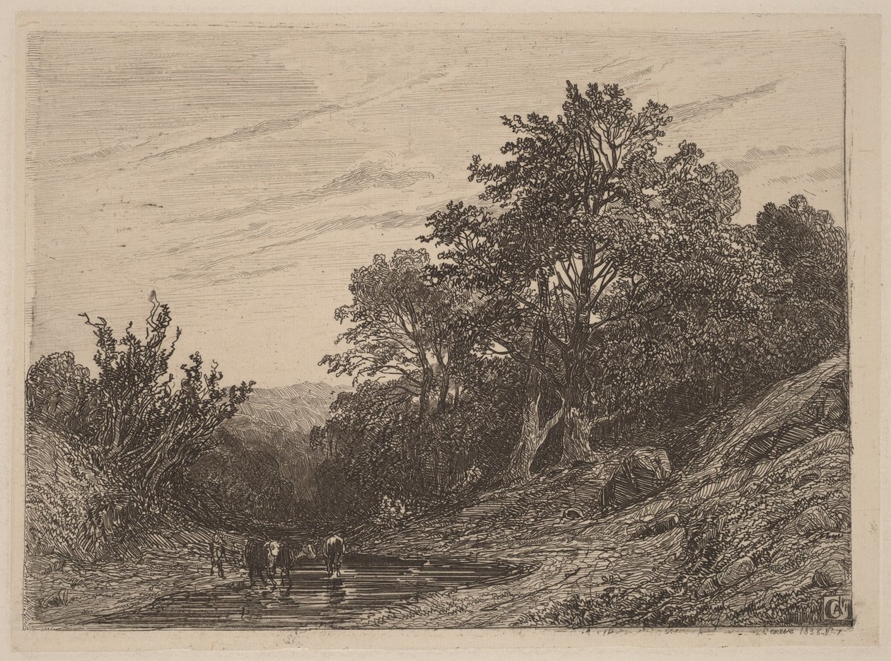 Rebaño en un arroyo de Alexandre Calame