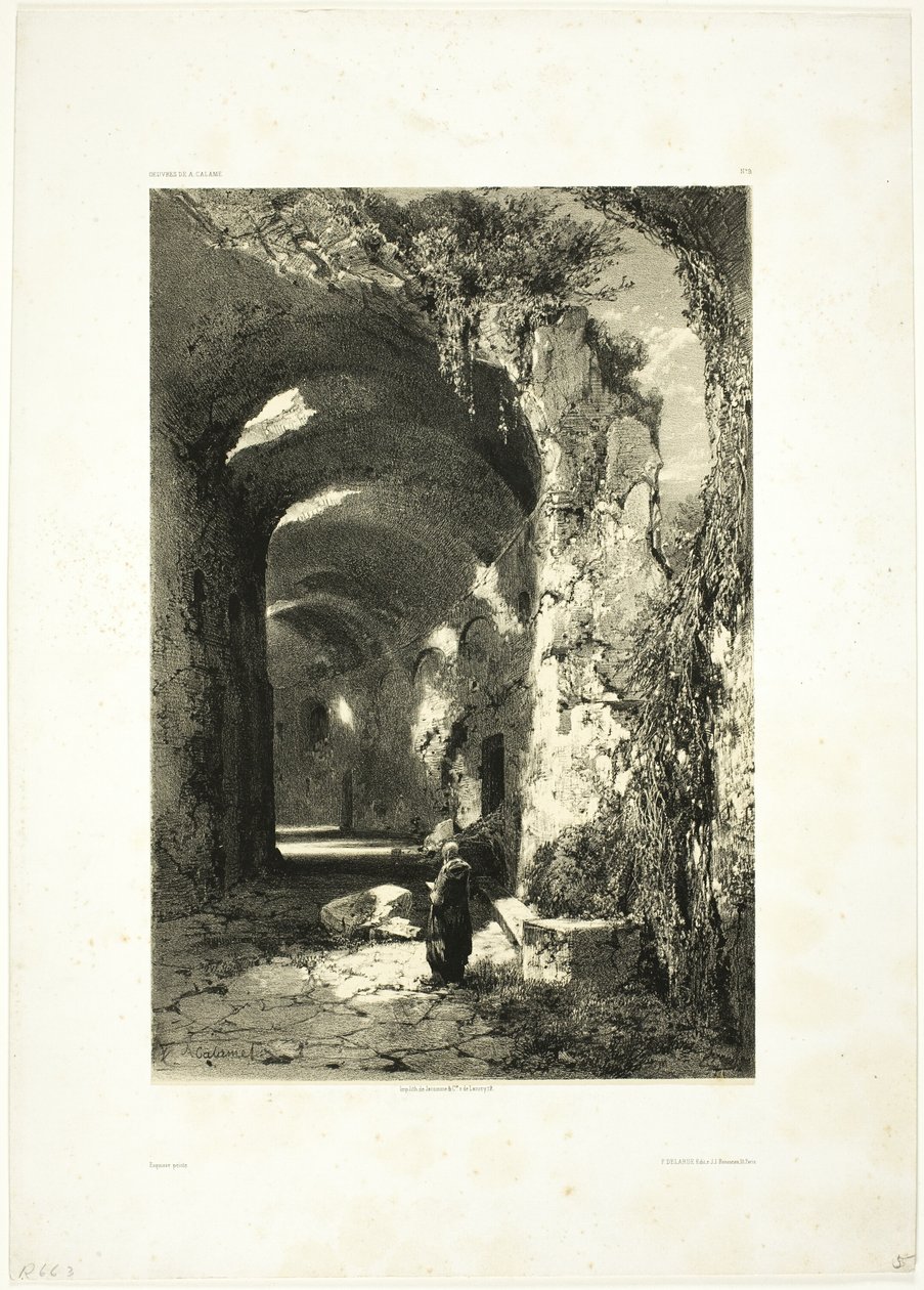 Ruina de un Anfiteatro en Pouzzoles (Reino de Nápoles), lámina 9 de Oeuvres de A. Calame de Alexandre Calame