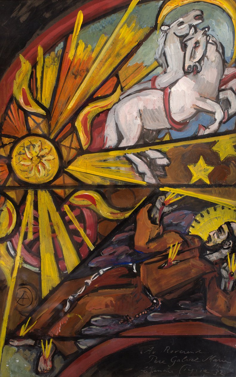 Proyecto de vidriera para Saint-Maurice, c.1930-32 (gouache sobre papel) de Alexandre Cingria