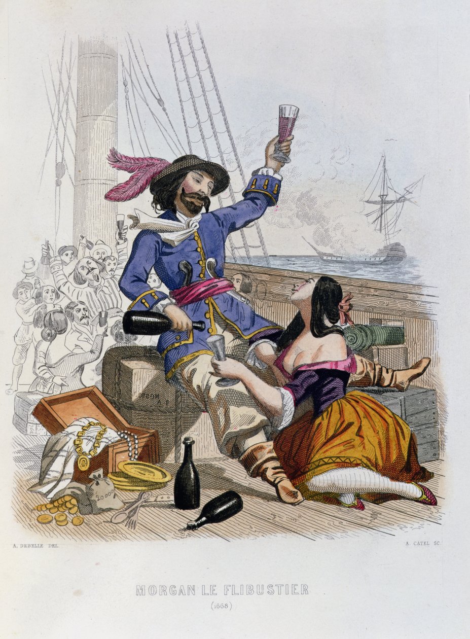 Morgan el Bucanero en 1668, de Histoire des Pirates por P. Christian, grabado por A. Catel, 1852 de Alexandre Debelle