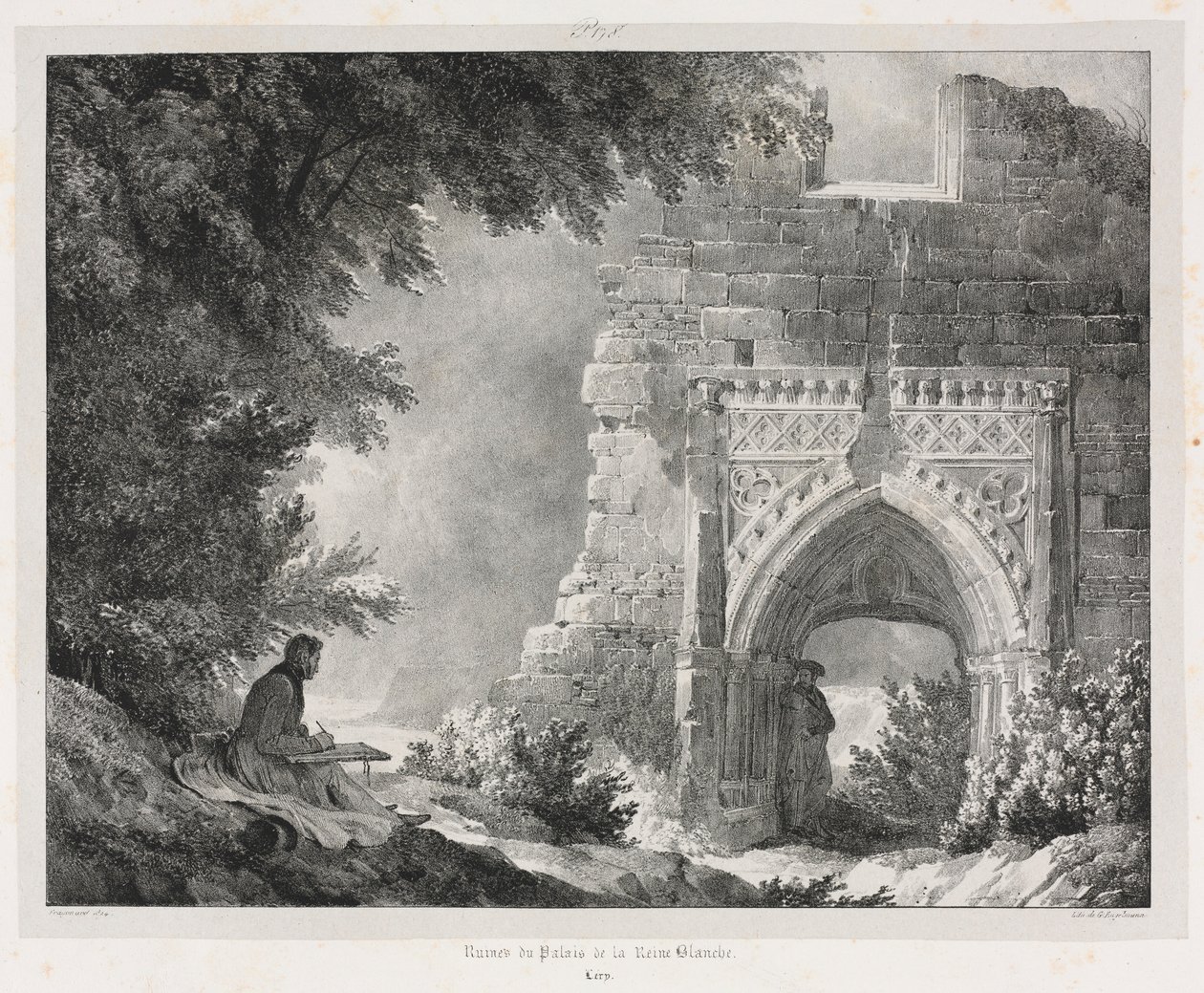 Viajes pintorescos y románticos en la antigua Francia: Ruinas del Palacio de la Reina Blanca de Alexandre Evariste Fragonard