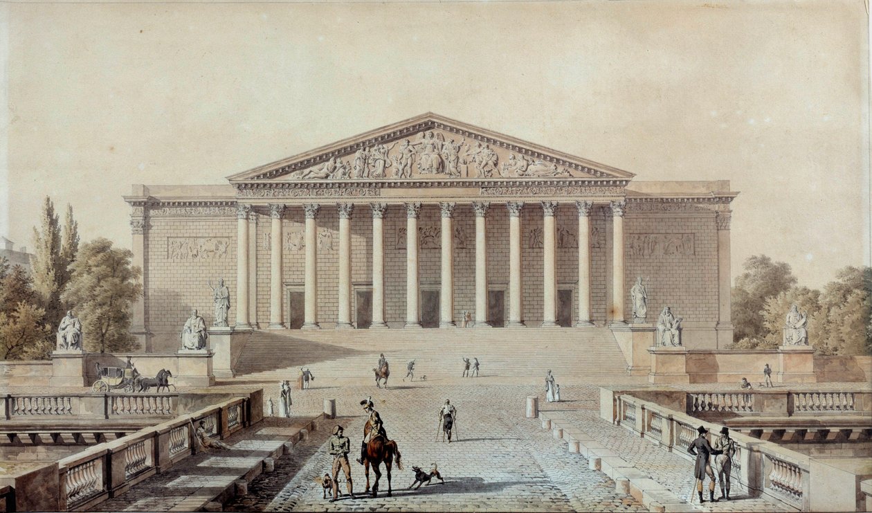 Proyecto para la Asamblea Nacional o Palais Bourbon, Palais du Corps Legislatif. Dibujo de Evariste Fragonard (1780-1850) siglo XIX París, Palais Bourbon de Alexandre Evariste Fragonard