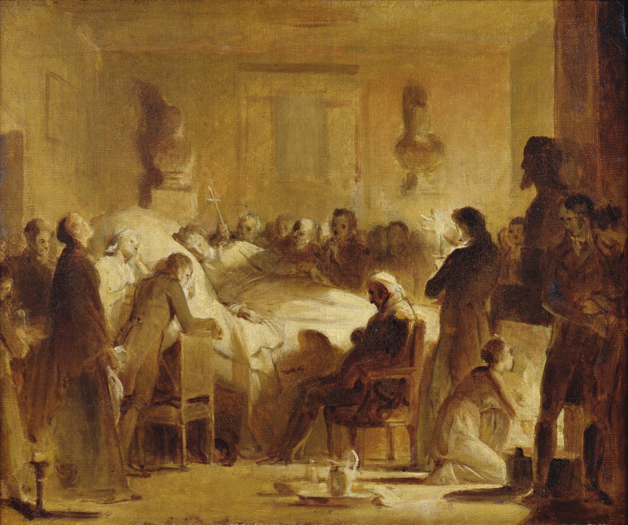 Los Últimos Momentos de Charles-Ferdinand de Francia (1778-1820) en la Sala de Administración de la Ópera de París, 14 de Febrero de 1820 de Alexandre Evariste Fragonard