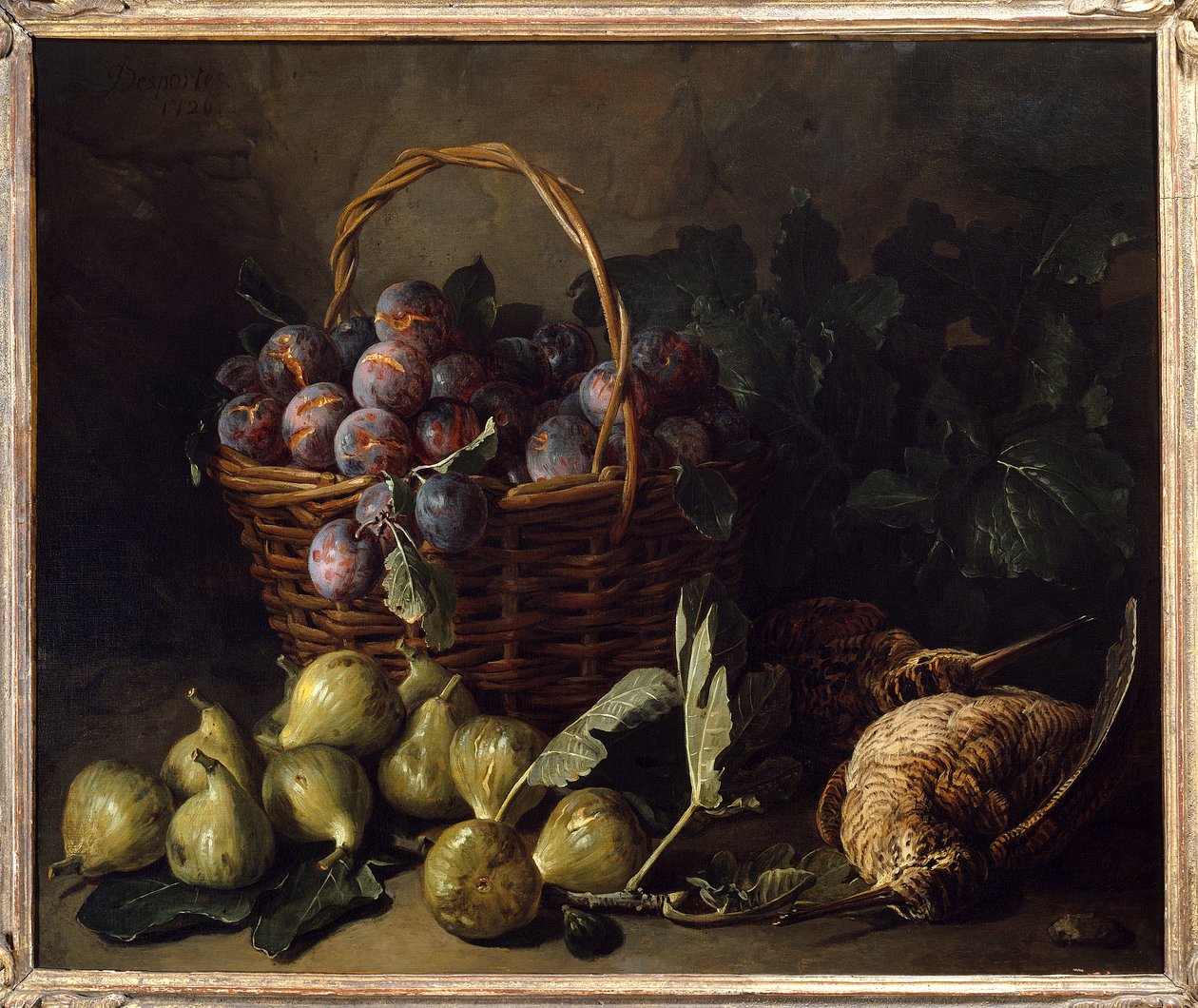Naturaleza muerta, higos y ciruelas de Alexandre Francois Desportes