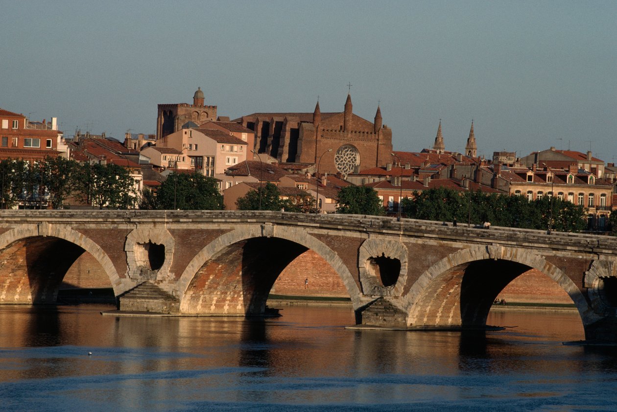 Pont-Neuf sobre el río Garona, Toulouse, Midi-Pyrénées, Francia de Nicolas Toussaint Charlet