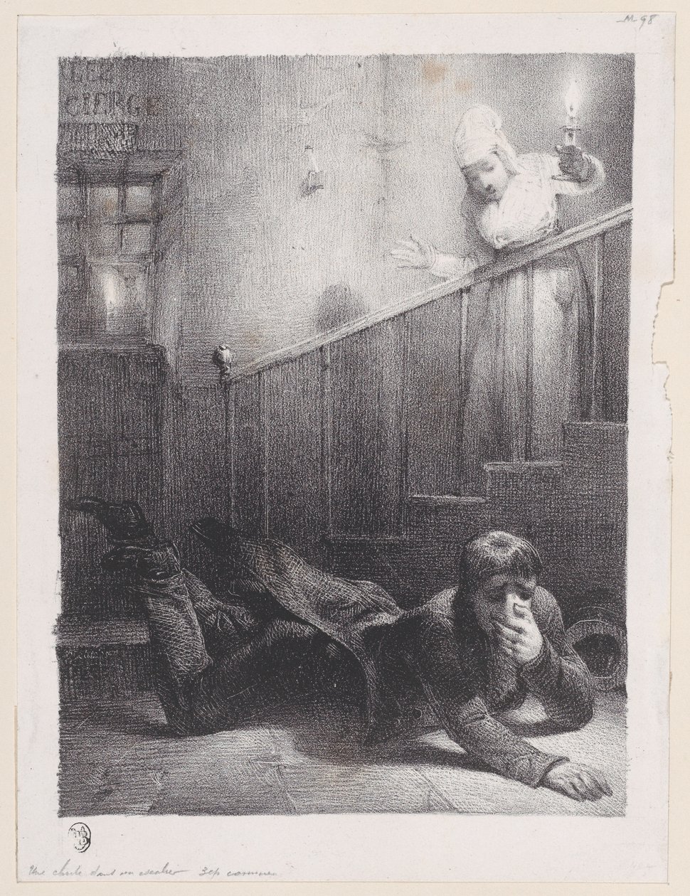 Una caída por las escaleras, 1834-35 de Alexandre Gabriel Decamps