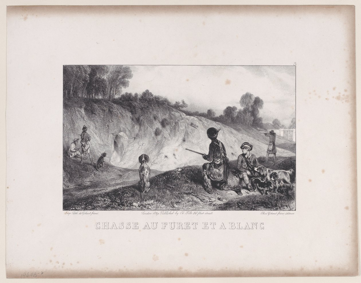 Cazando un hurón con blancos, de la serie Escenas de caza, 1829 de Alexandre Gabriel Decamps