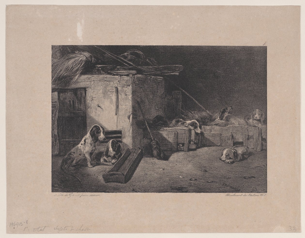Interior del Canil, de la serie Escenas de Caza, 1829 de Alexandre Gabriel Decamps
