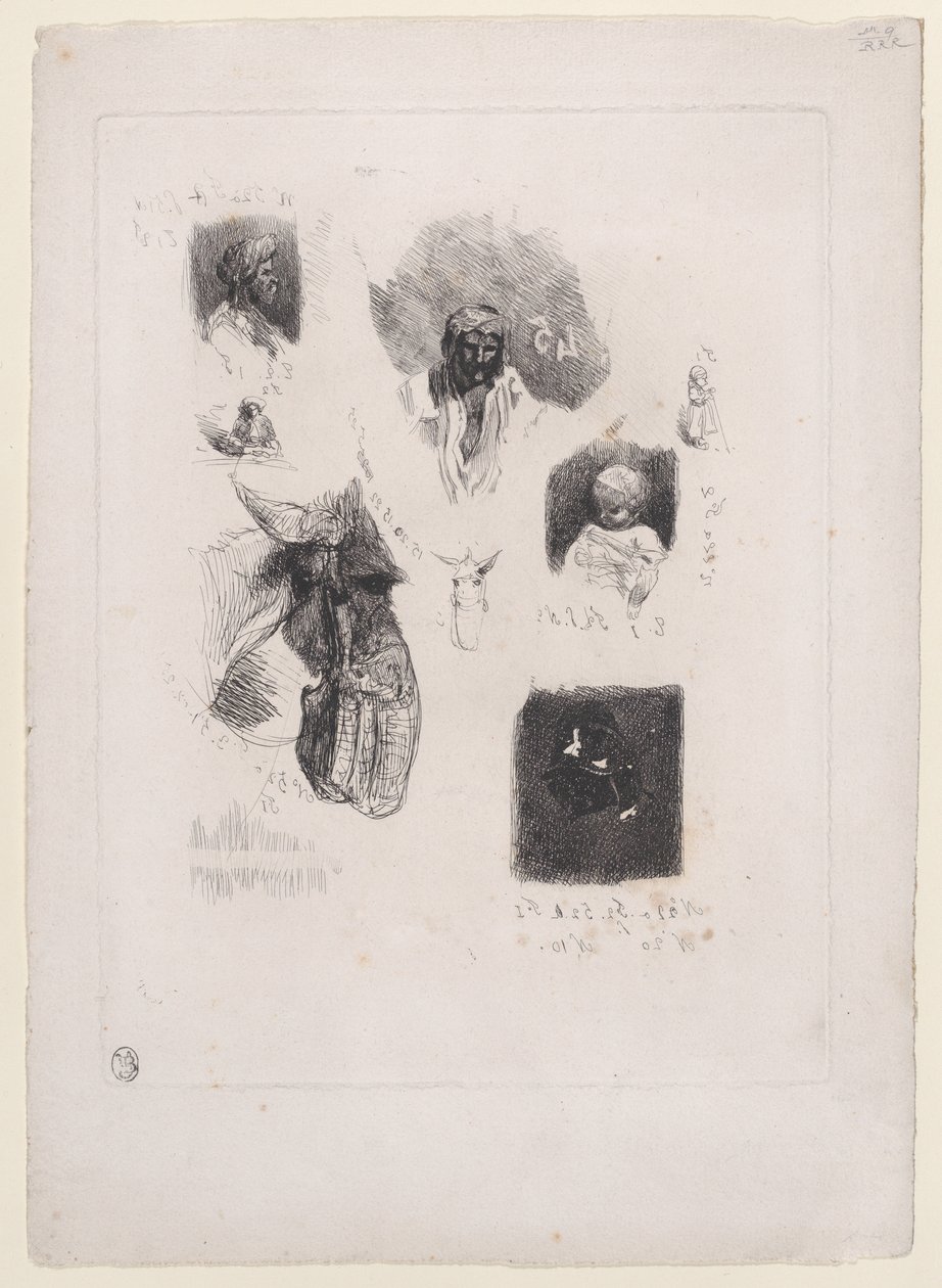 Hoja de Bocetos, 1833-38 de Alexandre Gabriel Decamps