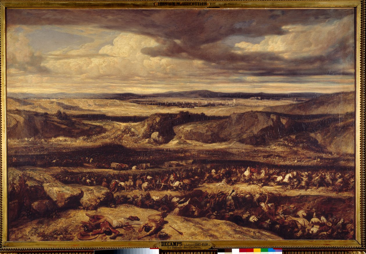 La derrota de los Cimbros (101 a.C.) o el general romano Mario derrotó a los Cimbros en la llanura de Provenza de Alexandre Gabriel Decamps