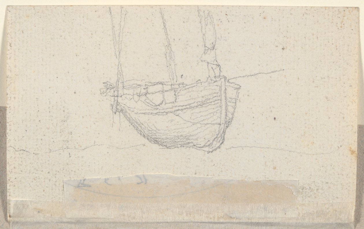 Vista de un pueblo (verso: barco) de Alexandre Gabriel Decamps