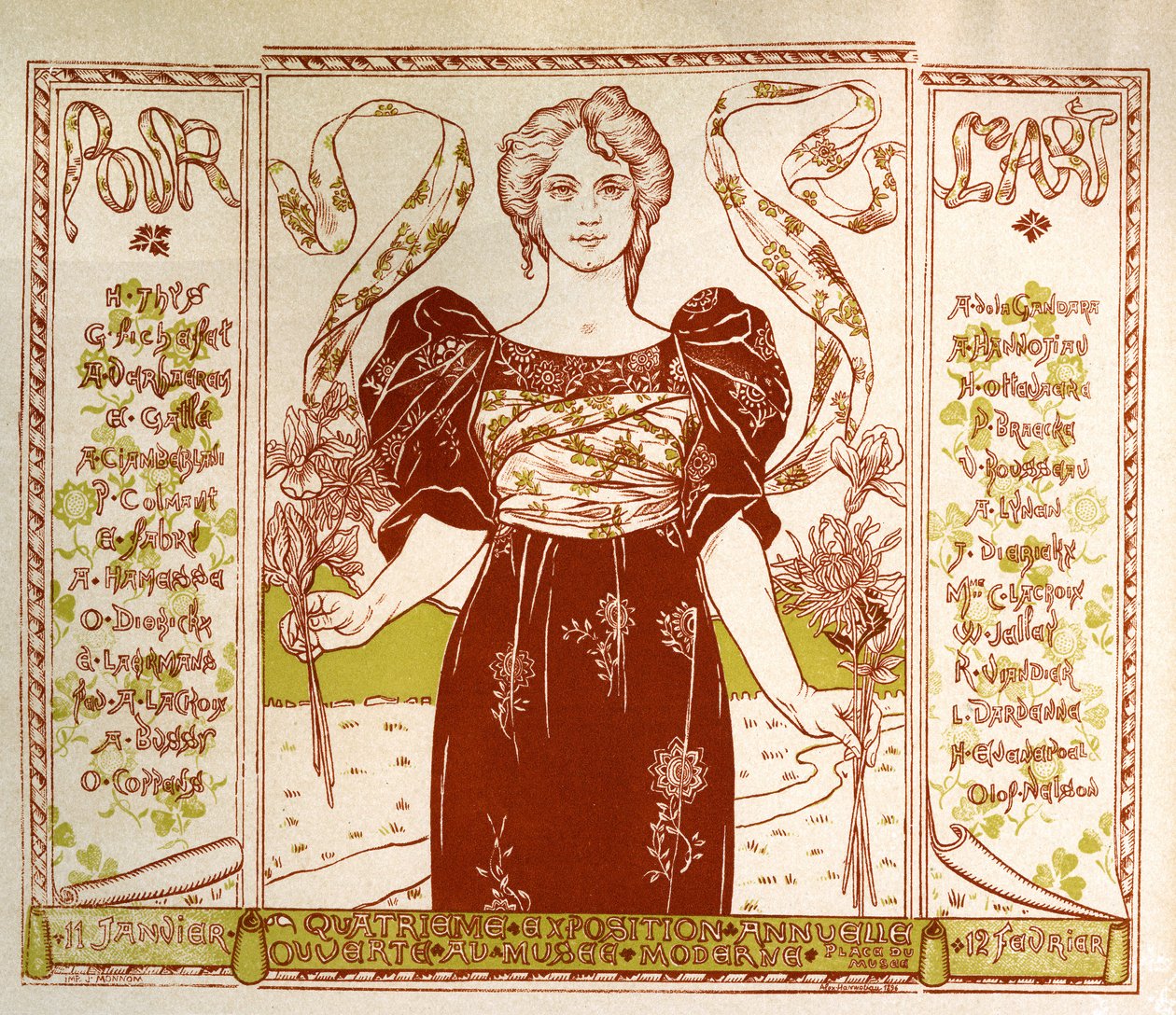 Exposición Art nouveau en Bruselas, c. 1895-1897 (cartel) de Alexandre Hannotiau