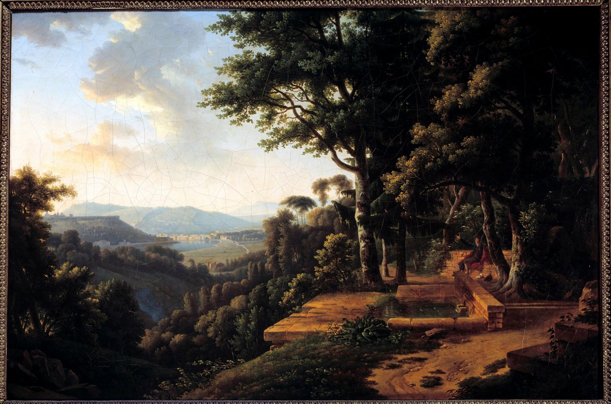 El filósofo Jean Jacques Rousseau (1712-1778) meditando en 1770 en el Parque de la Rochecordon cerca de Lyon Pintura de Alexandre Hyacinthe Dunouy (1757-1841) siglo XVIII de Alexandre Hyacinthe Dunouy