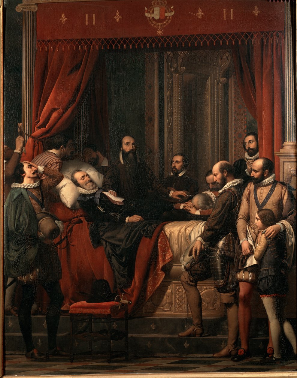 La muerte de Enrique IV rey de Francia, su cuerpo expuesto en el Louvre