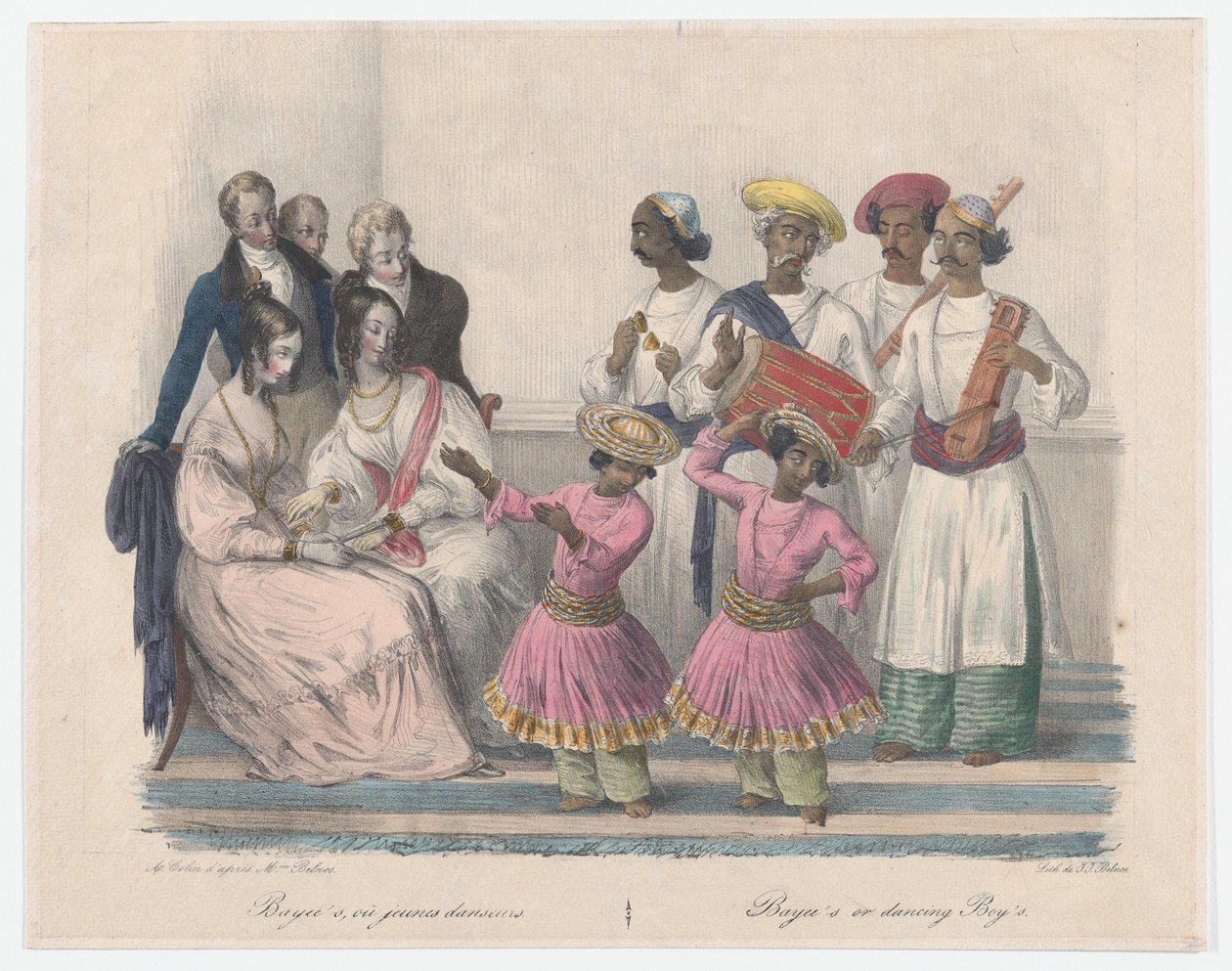 Bayees o chicos bailarines, de Veinticuatro láminas ilustrativas de costumbres hindúes y europeas de Alexandre Marie Colin