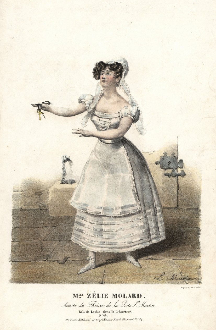La bailarina Miss Zelie Molard y Louise en Le Deserteur por Francois-Alexis Blache Jr., coreografiado por Dauberval, Theatre de la Porte St. Martin de Alexandre Marie Colin