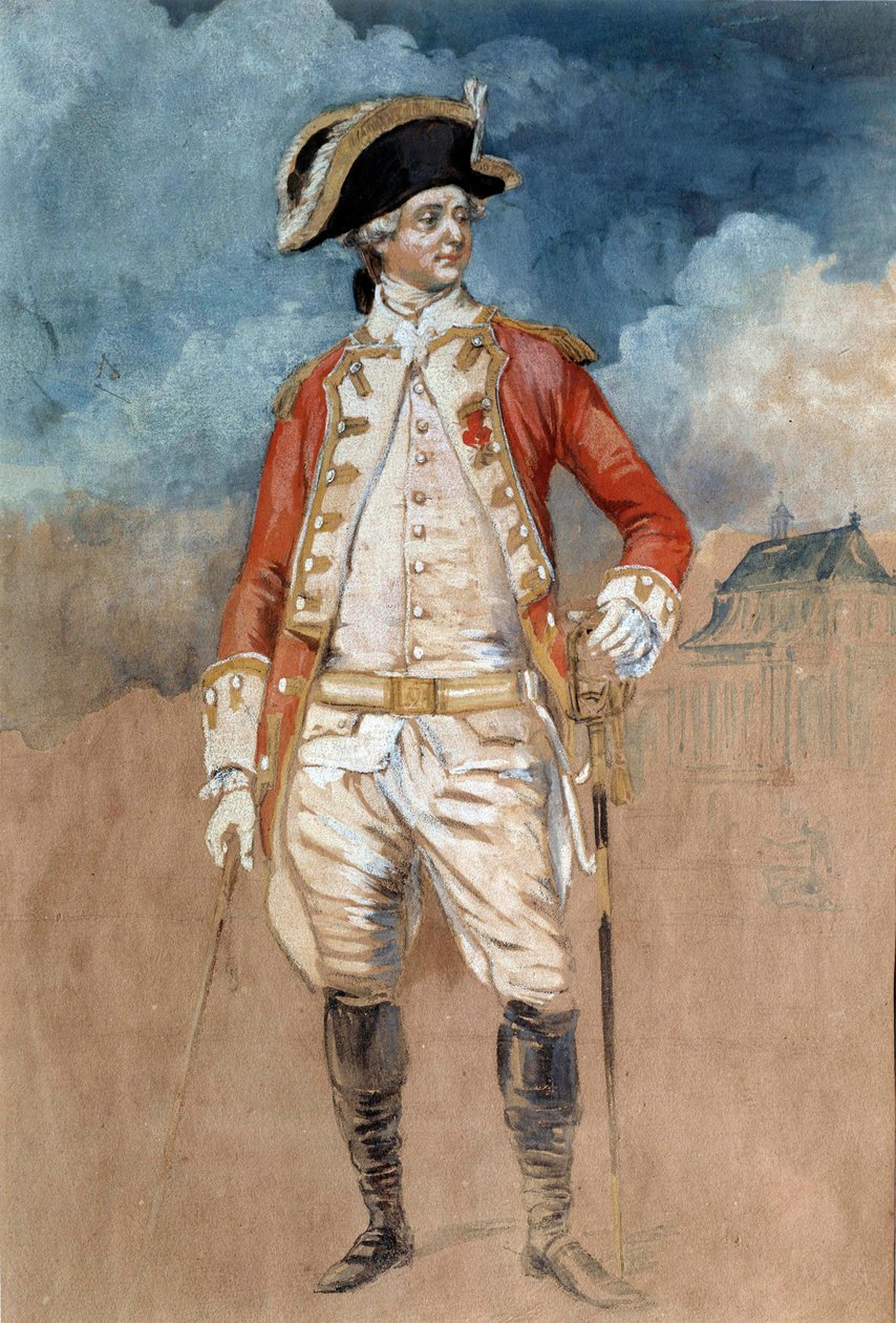 Retrato en pie de Luis Stanislas Xavier de Francia, Conde de Provenza (futuro rey Luis XVIII) (1755-1824) Acuarela de Alexandre Moitte (1750-1828) Siglo XVIII Amiens, Museo de Picardía de Alexandre Moitte