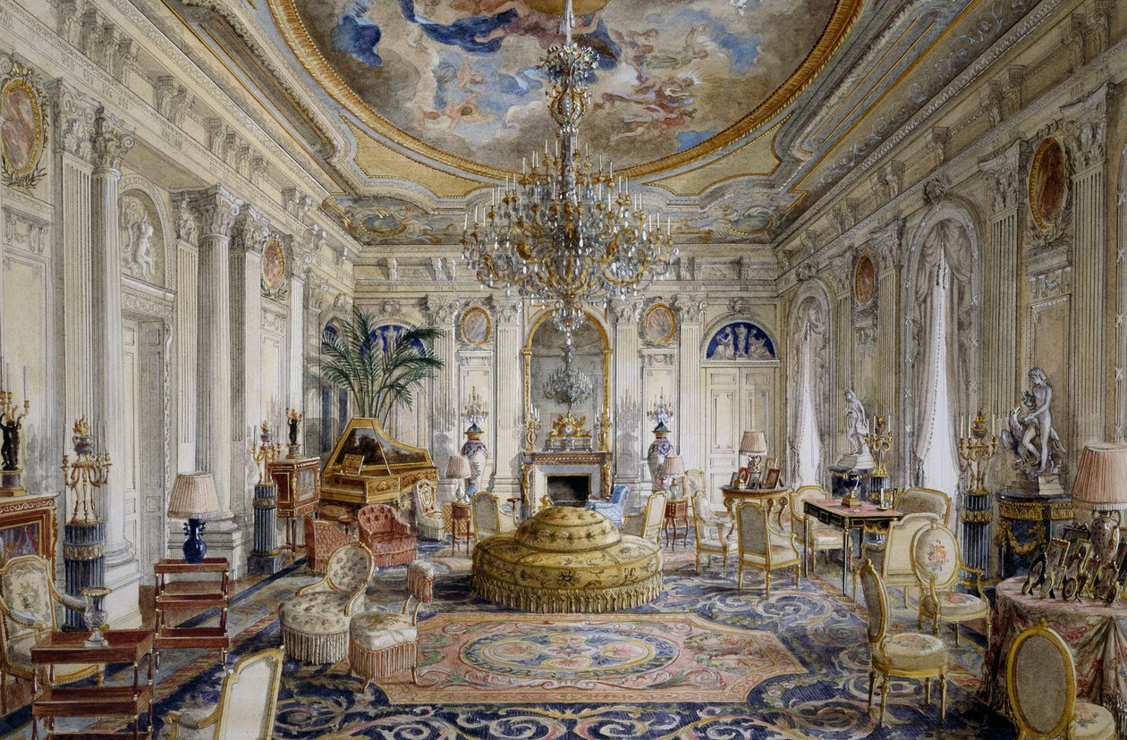 Gran vestíbulo o salón blanco estilo Luis XVI, Chateau de Ferrieres de Alexandre Serebriakoff