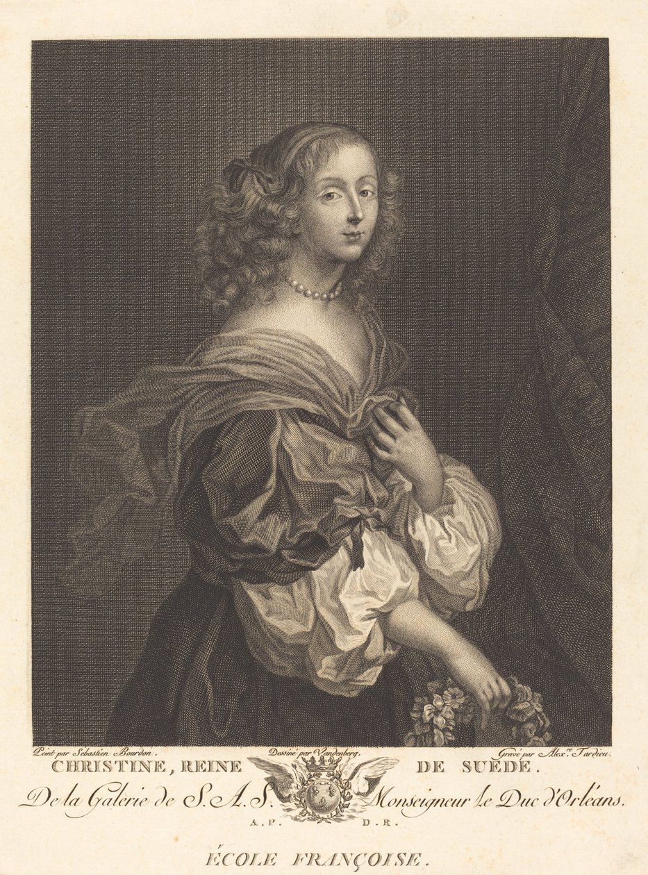 Reina Cristina de Suecia de Alexandre Tardieu after Sébastien Bourdon after Charles Auguste van den Berghe