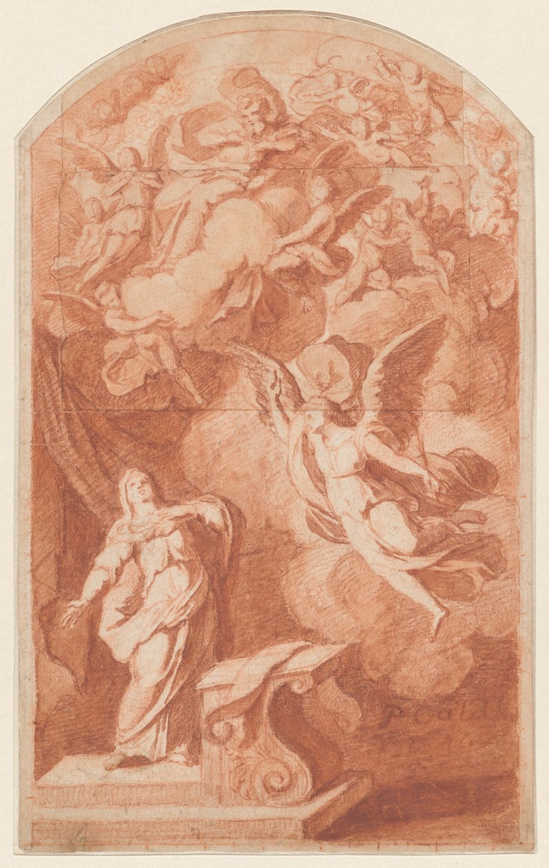 La Anunciación, c.1690 (tiza roja) de Alexandre Ubeleski