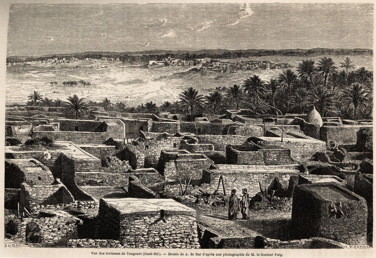 Vista de las terrazas de Tougourt (Oued Rir) de Alexandre de (after) Bar