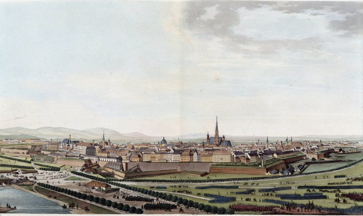 Vista general de Viena tomada desde la iglesia de San Carlos - en "Viaje pintoresco en Austria por el Conde Alexandre de Laborde", París, ed. Didot el mayor de Alexandre de Laborde
