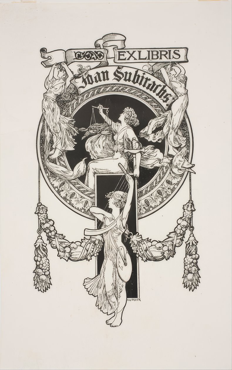 Ex libris de Joan Subirachs de Alexandre de Riquer