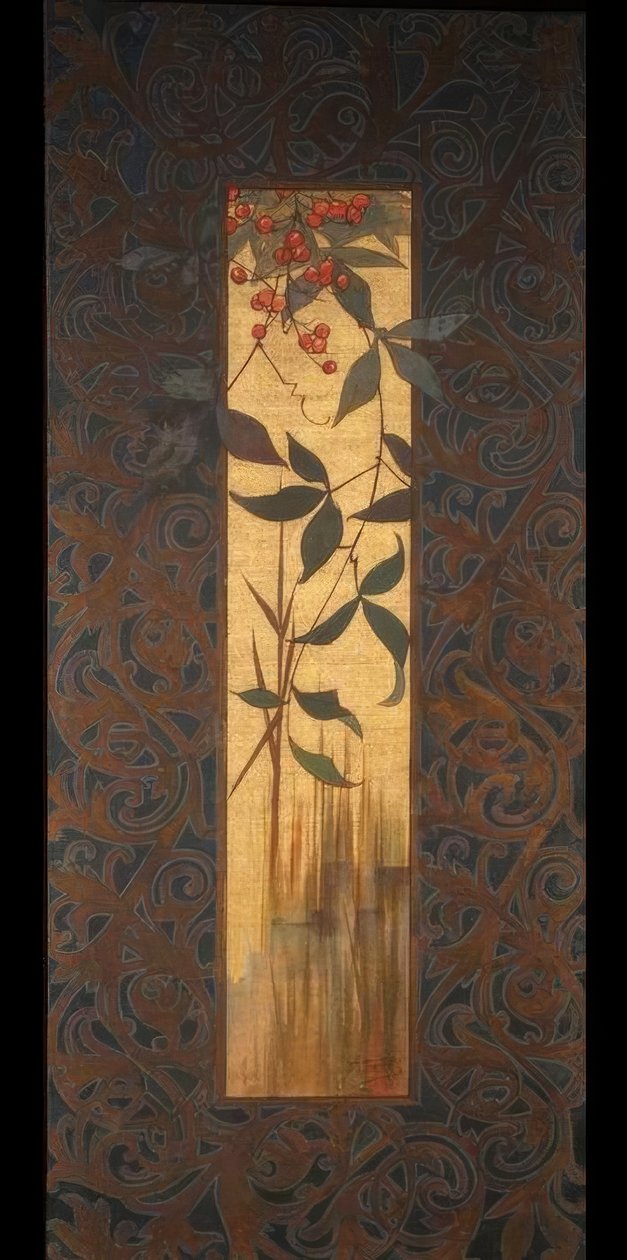 Composición con ninfa alada soplando cañas de Alexandre de Riquer
