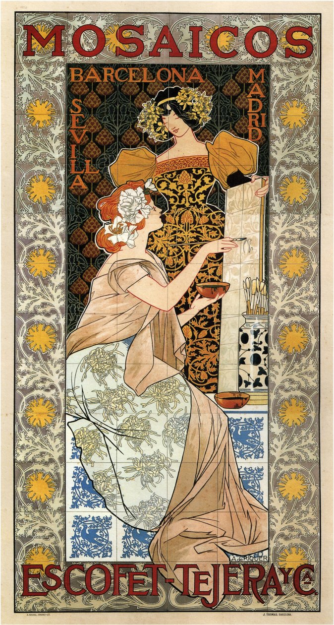 Cartel publicitario de Mosaicos Escofet-Tejera de Alexandre de Riquer