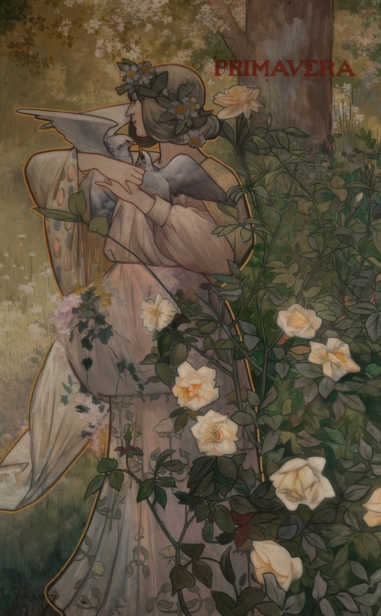 Paneles decorativos de las cuatro estaciones: primavera de Alexandre de Riquer