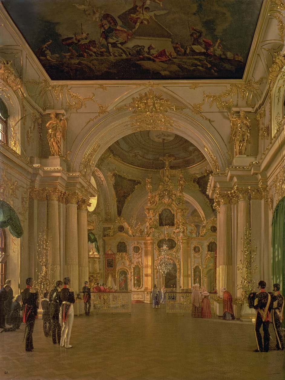 Interior de la Gran Iglesia en el Palacio de Invierno, 1829 de Alexei Vasilievich Tyranov