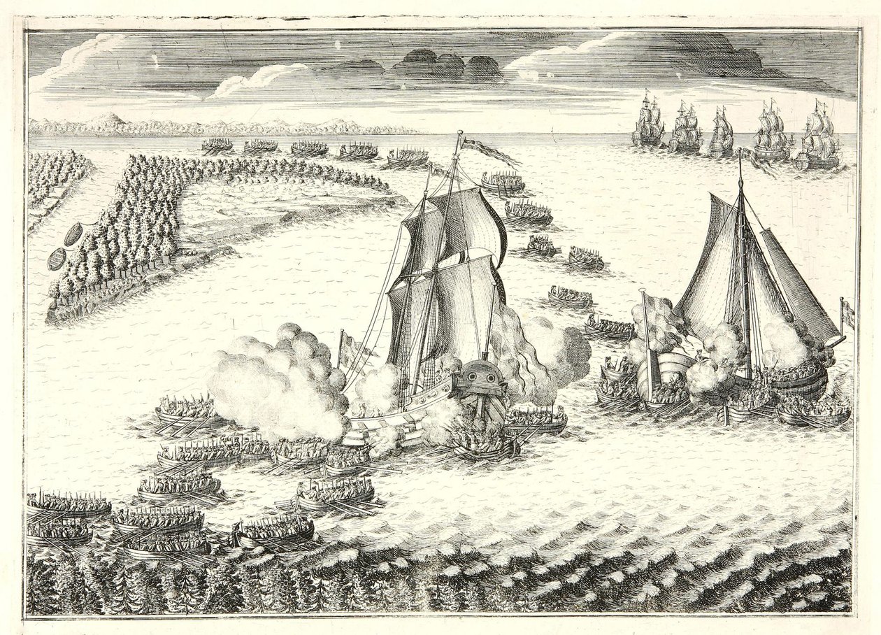 La batalla en la desembocadura del Neva el 18 de mayo de 1703, 1720s de Alexei Fyodorovich Zubov