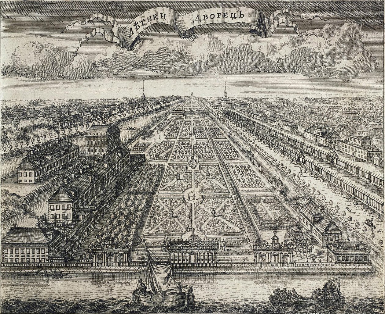 Vista de los Jardines de Verano desde el río Neva, 1717 de Alexei Fyodorovich Zubov