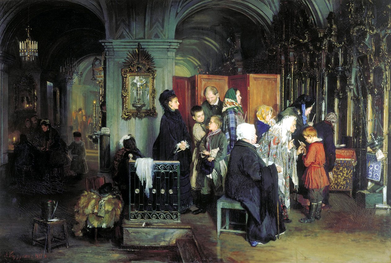 Antes de la confesión, 1877 de Alexei Ivanovich Korzukhin