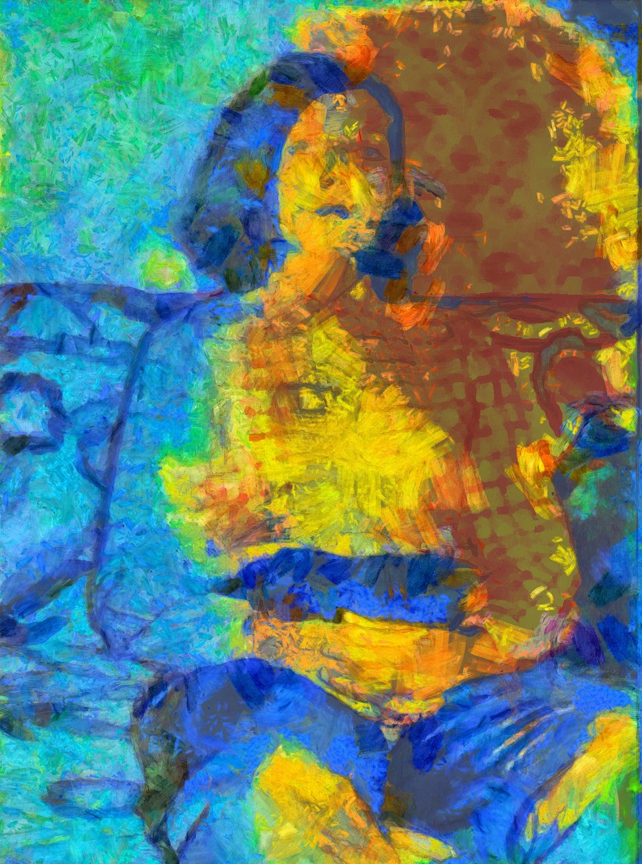 Posando en el sofá,2020,(técnica mixta) de Alexei Makhov
