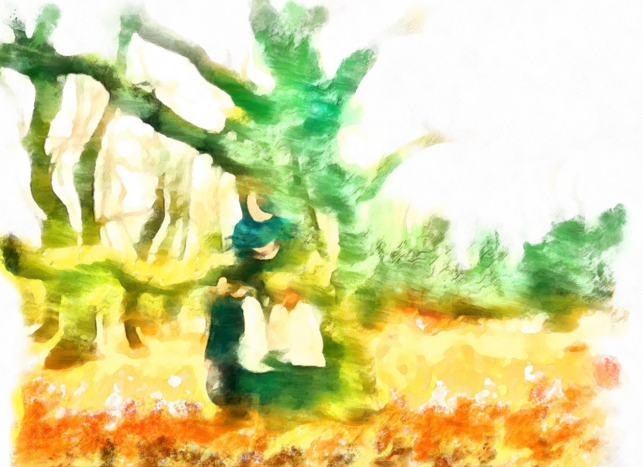 Refugio del viento junto al roble,2020,(técnica mixta) de Alexei Makhov