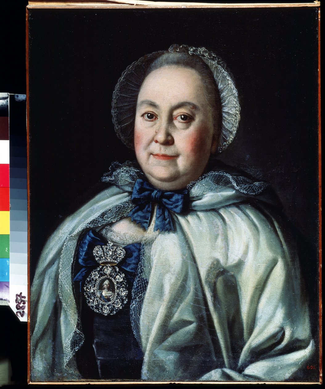 Retrato de la dama de honor, condesa Maria A. Rumyantseva (1698-1788) (Retrato de la dama de honor, condesa Maria A. Rumyantseva). Pintura de Alexei Petrovich Antropov (1698-1788). Óleo sobre lienzo 62,5 x 48 cm de Alexei Petrovich Antropov