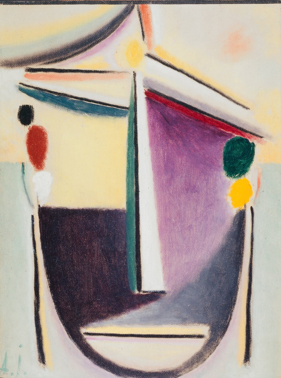 Cabeza abstracta: negro-amarillo-púrpura, c.1922 de Alexej von Jawlensky