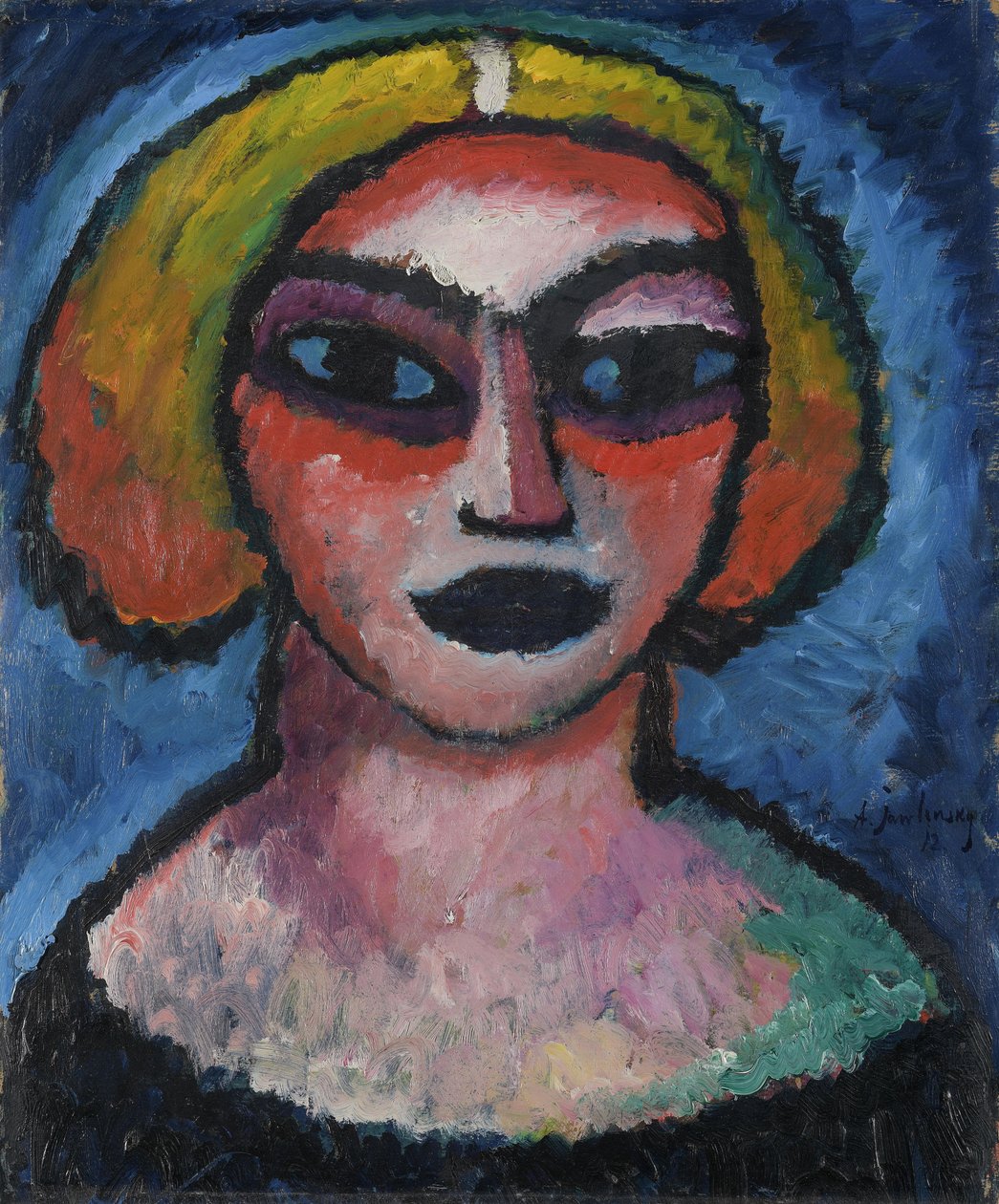 Cabeza de mujer. Verso: retrato de busto de un hombre (hacia 1910-1912) de Alexej von Jawlensky