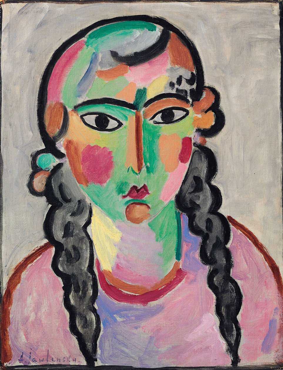 La chica pálida con trenzas grises de Alexej von Jawlensky