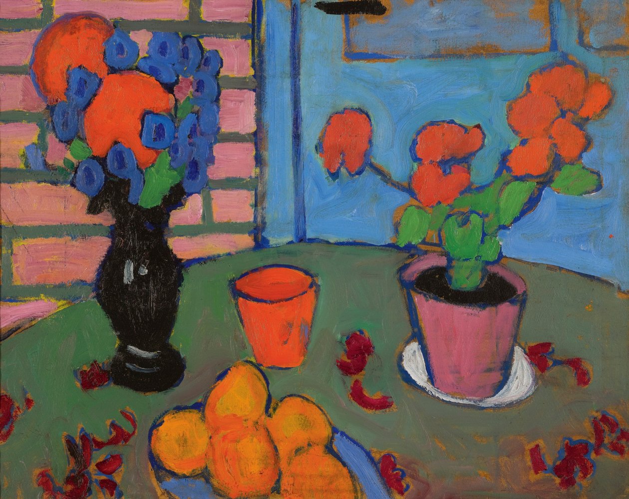 Naturaleza muerta con flores y naranjas de Alexej von Jawlensky