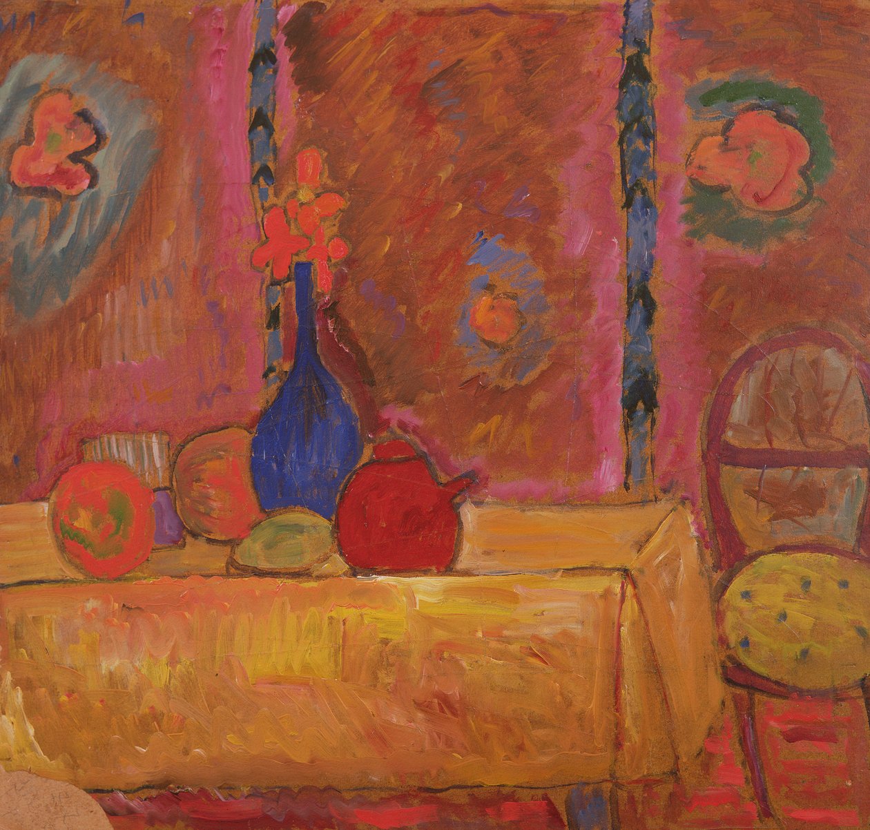 Naturaleza muerta con jarra y escultura en una mesa de Alexej von Jawlensky