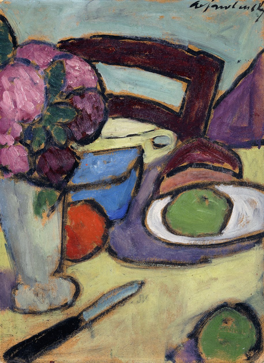 Naturaleza muerta con silla y ramo, 1906 de Alexej von Jawlensky