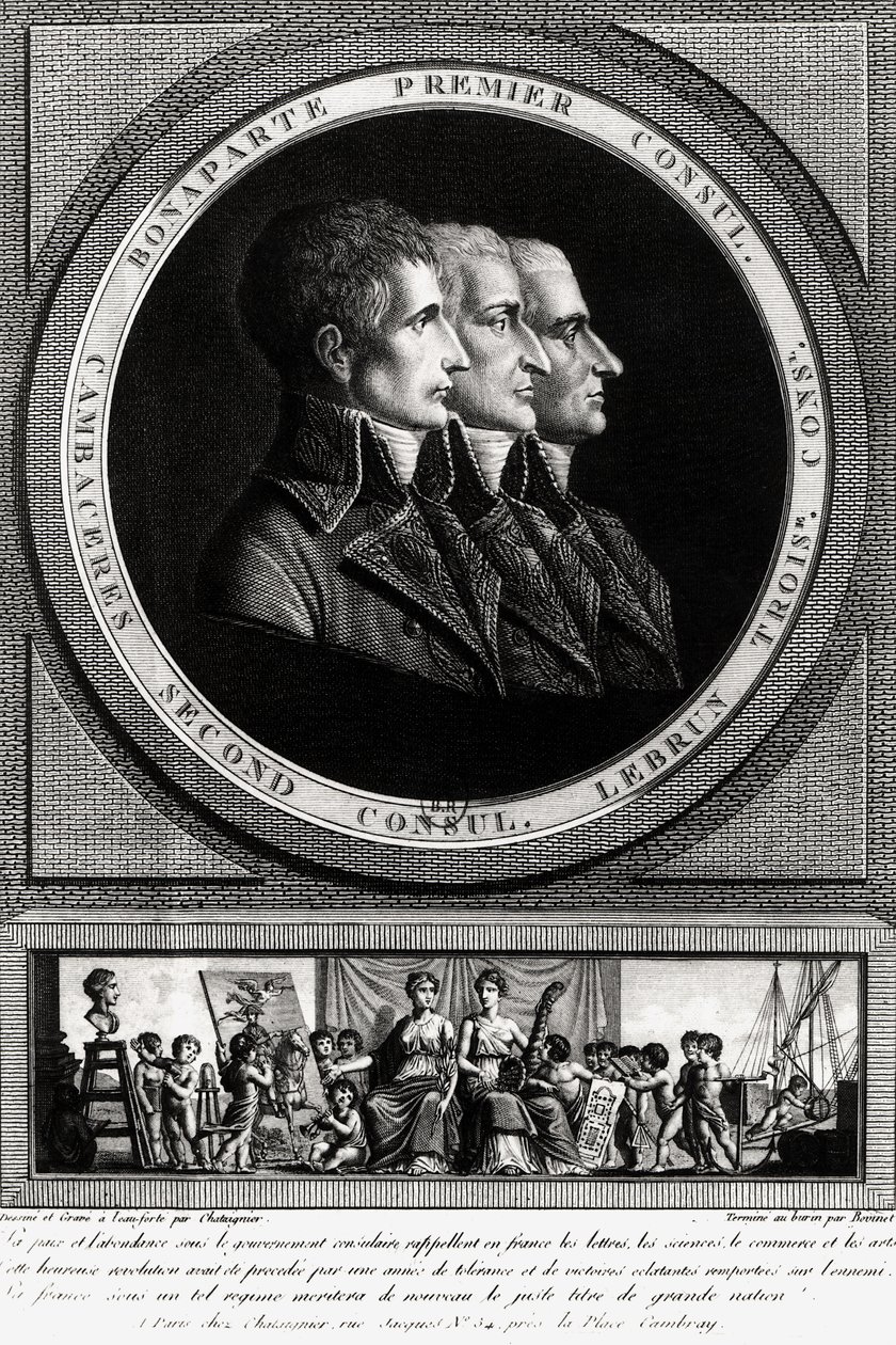 Retrato de los Tres Cónsules de la República, completado por Edme Bovinet (1767-1082) de Alexis Chataigner