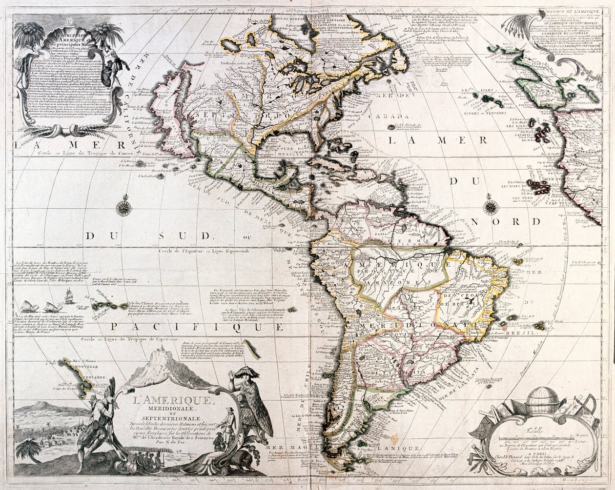 América del Sur y del Norte - por A de Alexis Hubert Jaillot